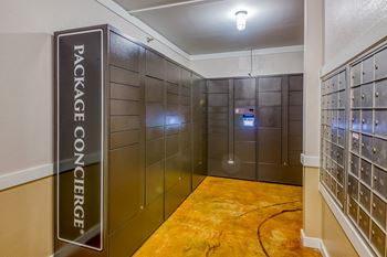 A sign that says Package Concierge is on the wall.